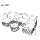 7-Piece Outdoor All-Weather Rattan Sectional Sofa Set - Omega Lifestyles