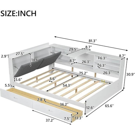 Modern Pine Wood Full Storage Bed Frame With Drawers - Omega Lifestyles