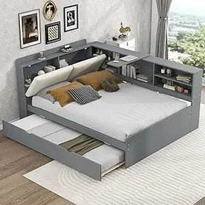 Modern Pine Wood Full Storage Bed Frame With Drawers - Omega Lifestyles