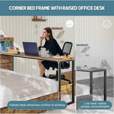 Twin Corner Bed Frame With Storage Bookcase And Desk - Omega Lifestyles