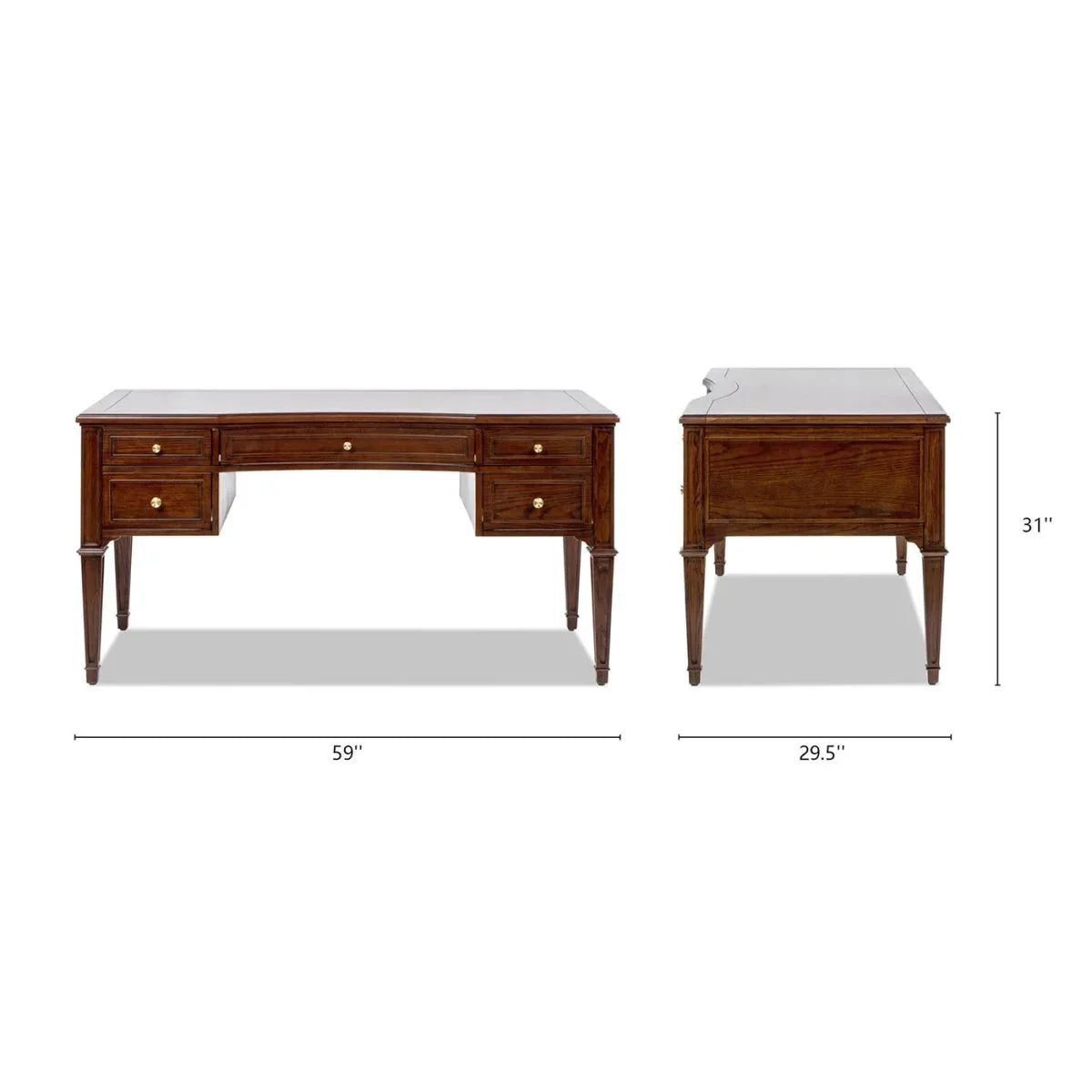 Wooden Executive Desk With Five Soft-Close Drawers - Omega Lifestyles