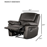 Transitional Black Leather Match Manual Recliner Chair - Omega Lifestyles