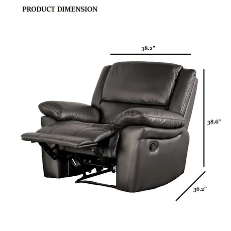Transitional Black Leather Match Manual Recliner Chair - Omega Lifestyles