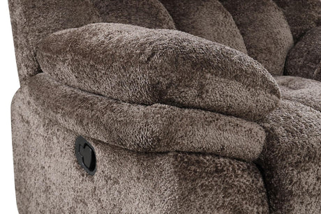 Transitional Dark Brown Fabric Glider Recliner With USB Charging - Omega Lifestyles