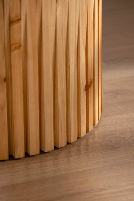 Set of 2 Natural MDF Fir Round Coffee Tables - Omega Lifestyles