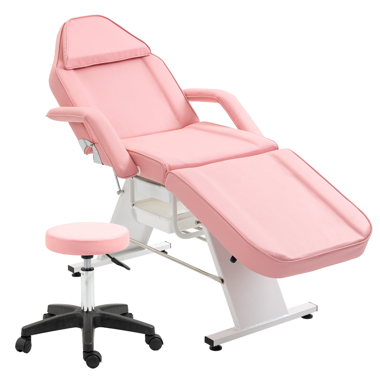 Adjustable Pink Multipurpose Massage Tattoo Chair With Stool