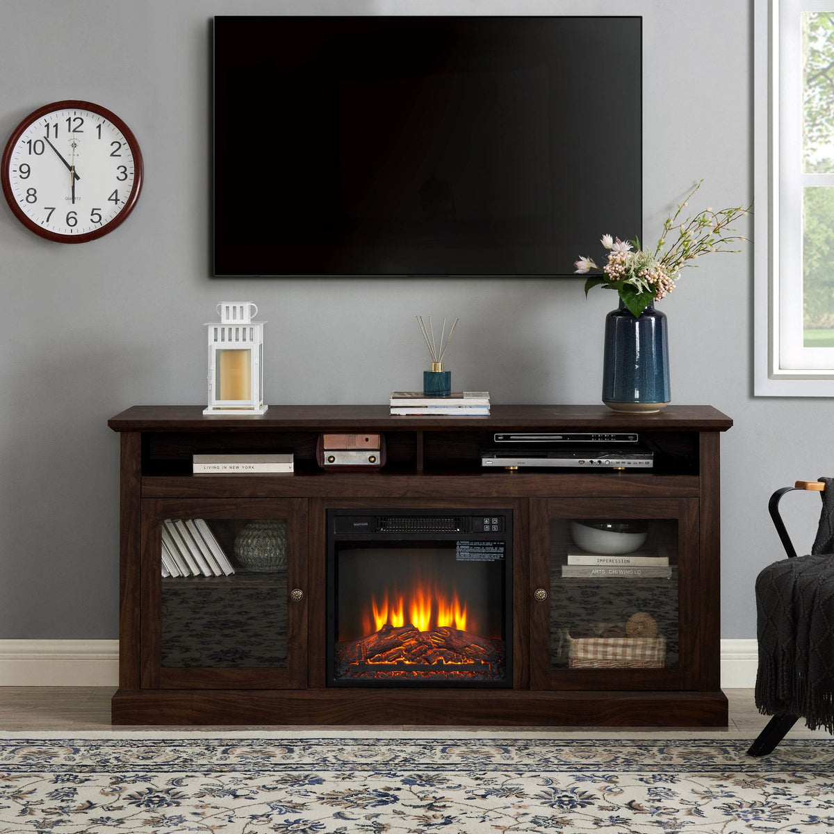 Modern American Traditional Fireplace TV Stand Console - Omega Lifestyles