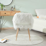 White Faux Fur Upholstered Side Dining Chair With Metal Legs - Omega Lifestyles