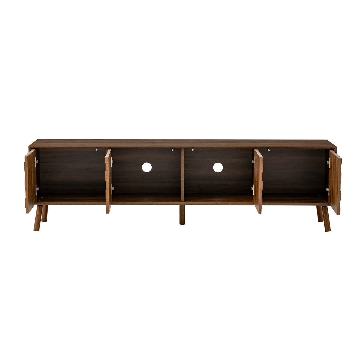 70-Inch Modern Walnut TV Stand With Soft-Closing Hinges - Omega Lifestyles