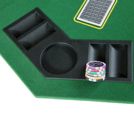 Folding Octagon 48-Inch Poker Tabletop With Cup Holders - Omega Lifestyles