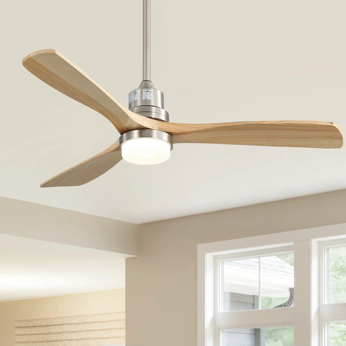 52-Inch Remote-Controlled Reversible Wood Blade Ceiling Fan - Omega Lifestyles