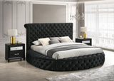 Queen Round Velvet Button-Tufted Storage Bed 3-Piece Set