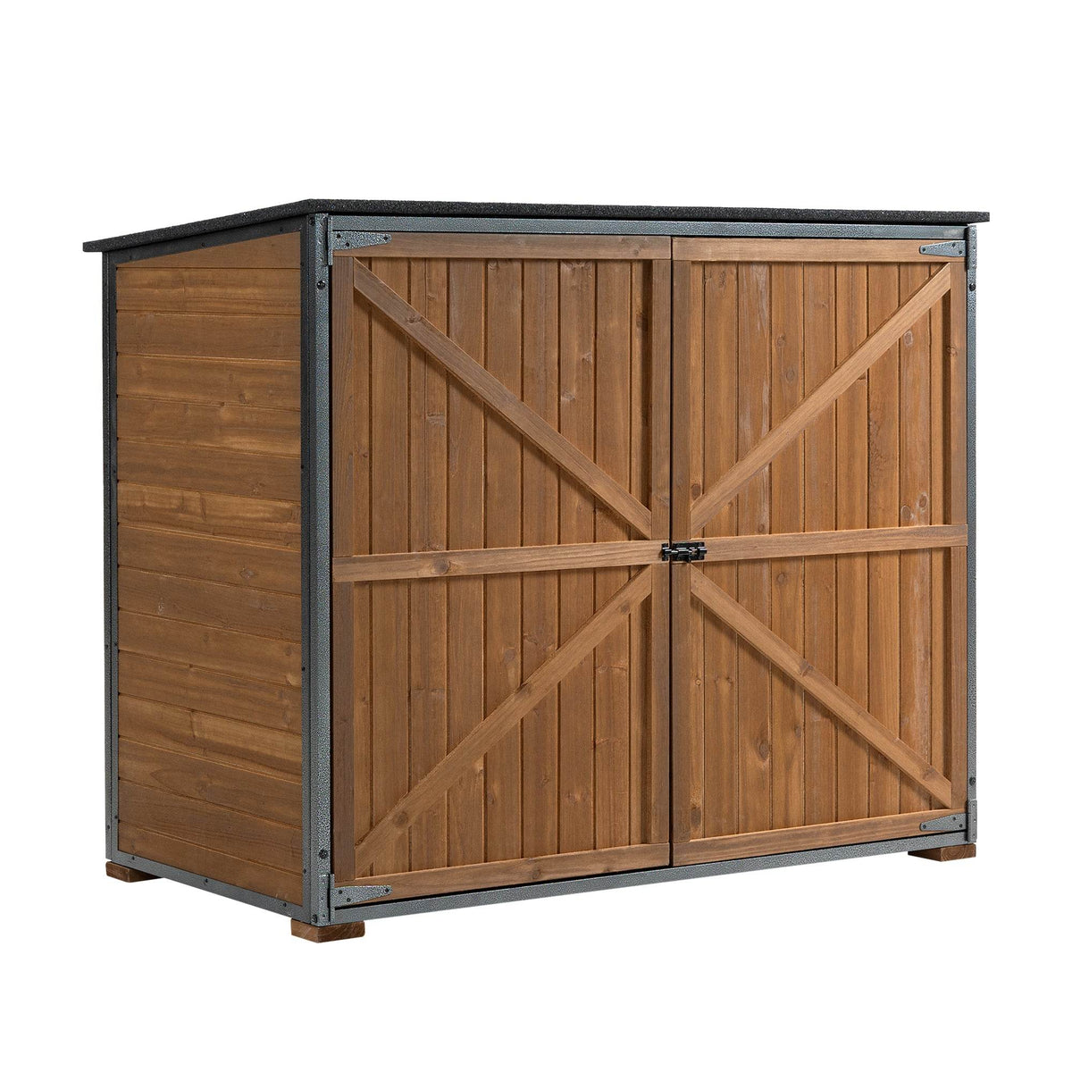 Outdoor Wood And Metal Garden Storage Cabinet Shed