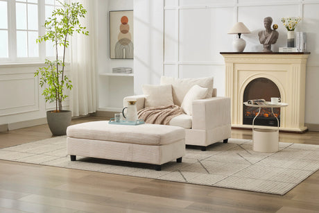 Corduroy Chaise Lounge Chair With Removable Ottoman - Omega Lifestyles