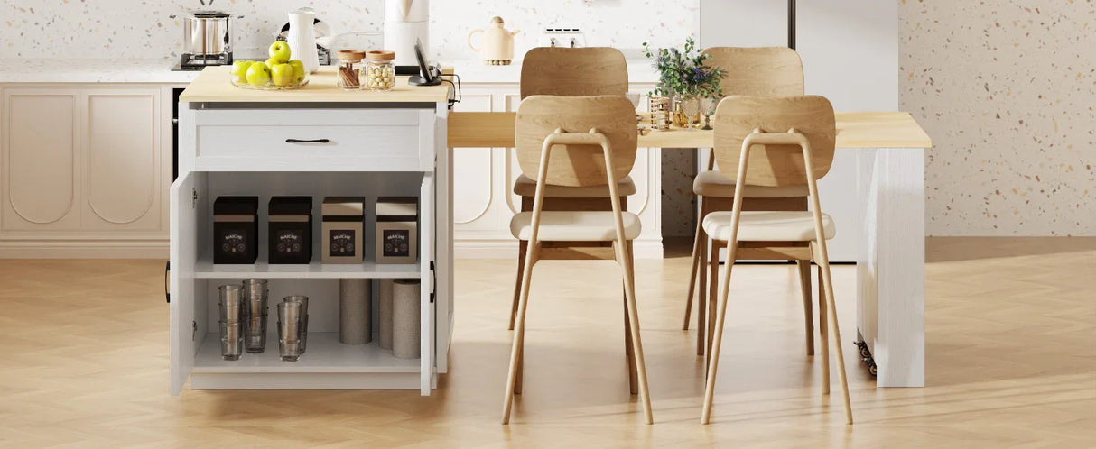 Extendable Kitchen Island With Dining Table Storage - Omega Lifestyles