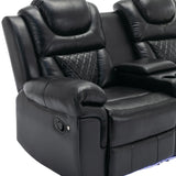 Manual Recliner Chair Faux Leather With Storage Cup Holders LED - Omega Lifestyles