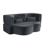 Full Size Plush Corduroy Folding Foam Sleeper Sofa Bed With Pillows - Omega Lifestyles
