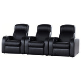 Set Of 3 Black Faux Leather Recliner Home Theater Seats - Omega Lifestyles