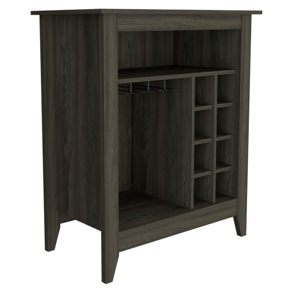 Particle Board Carbon Espresso Bar Cabinet With Wine Rack - Omega Lifestyles
