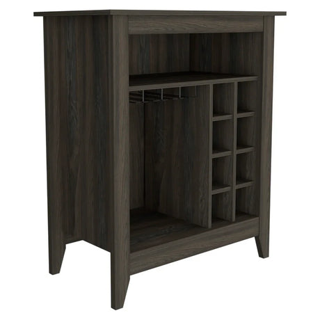 Particle Board Carbon Espresso Bar Cabinet With Wine Rack - Omega Lifestyles