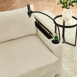 Modern Corduroy 7-Seat Armless Cushion Back Sofa Set - Omega Lifestyles