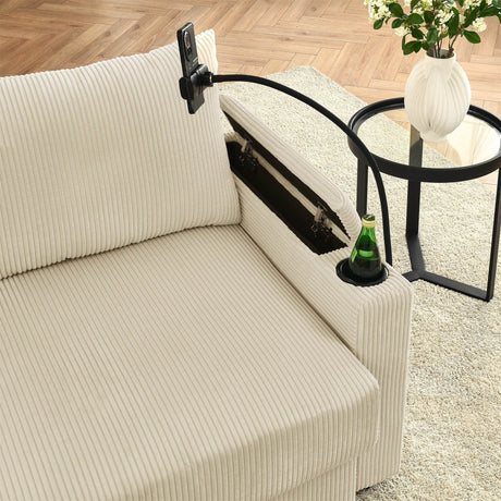 Modern Corduroy 7-Seat Armless Cushion Back Sofa Set - Omega Lifestyles