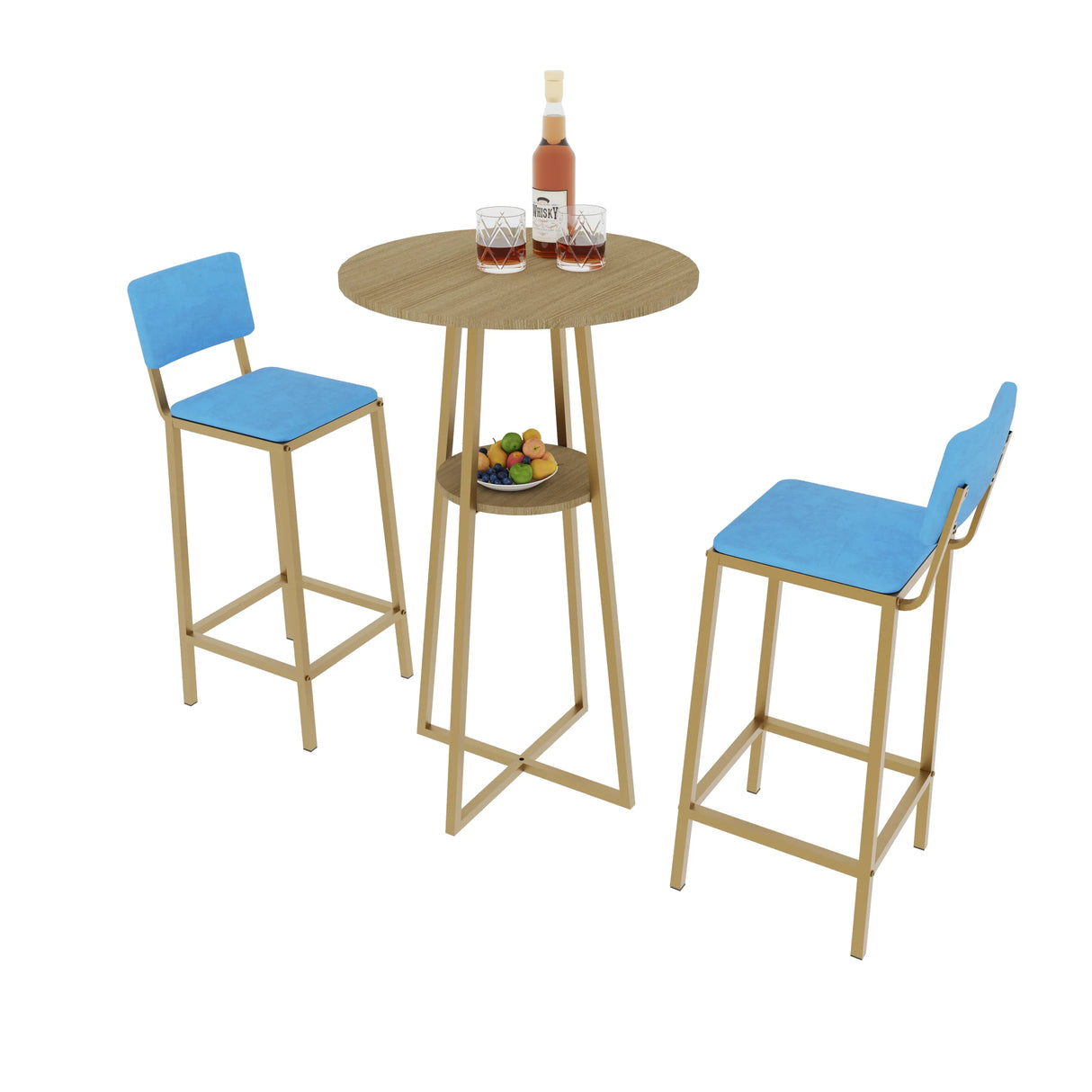 Three Piece Bar Table And Chairs Set With Storage - Omega Lifestyles