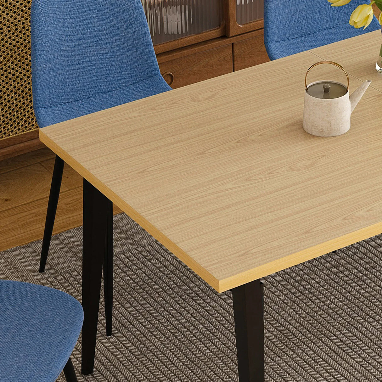 Farmhouse Industrial Dining Table With 4 Chairs - Omega Lifestyles