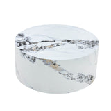 12-Inch White Patterned Cylindrical MDF Coffee Table - Omega Lifestyles