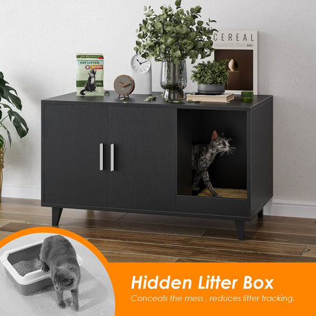 Hidden Cat Litter Box Enclosure With Scratch Pad - Sleep Galleria
