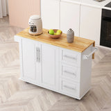 White Kitchen Island Cart With Storage Drawers And Wheels - Omega Lifestyles