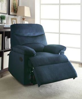 Blue Memory Foam Recliner With Pillow Top Arms - Omega Lifestyles