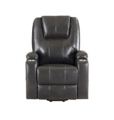 Gunmetal Faux Leather Power Lift Massage Recliner - Omega Lifestyles