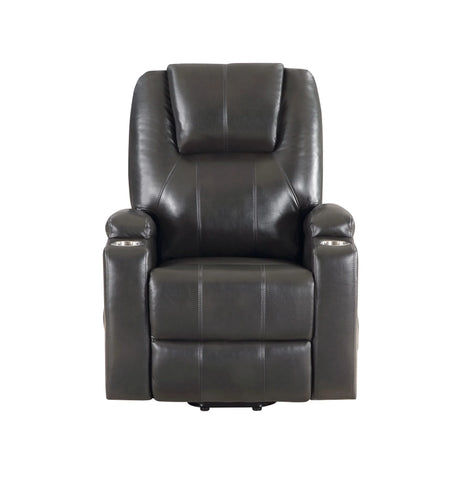 Gunmetal Faux Leather Power Lift Massage Recliner - Omega Lifestyles