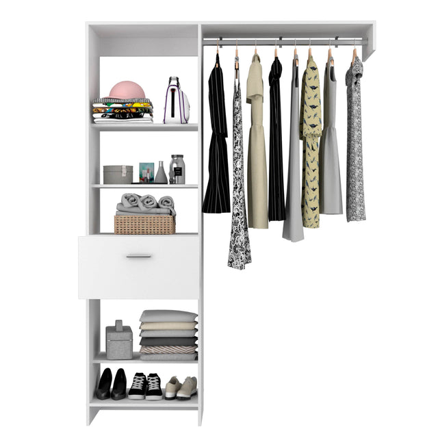Modern White Particle Board Bedroom Closet Organizer - Omega Lifestyles