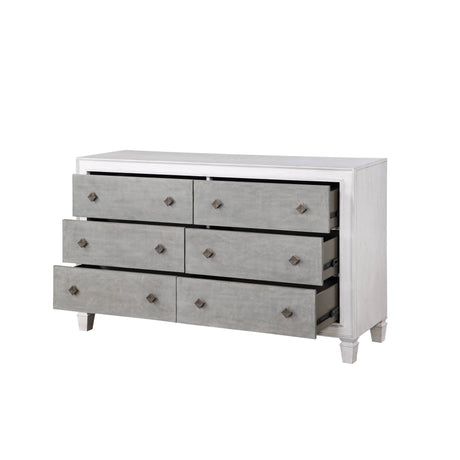 Rustic White Synthetic Wood Transitional Dresser - Omega Lifestyles