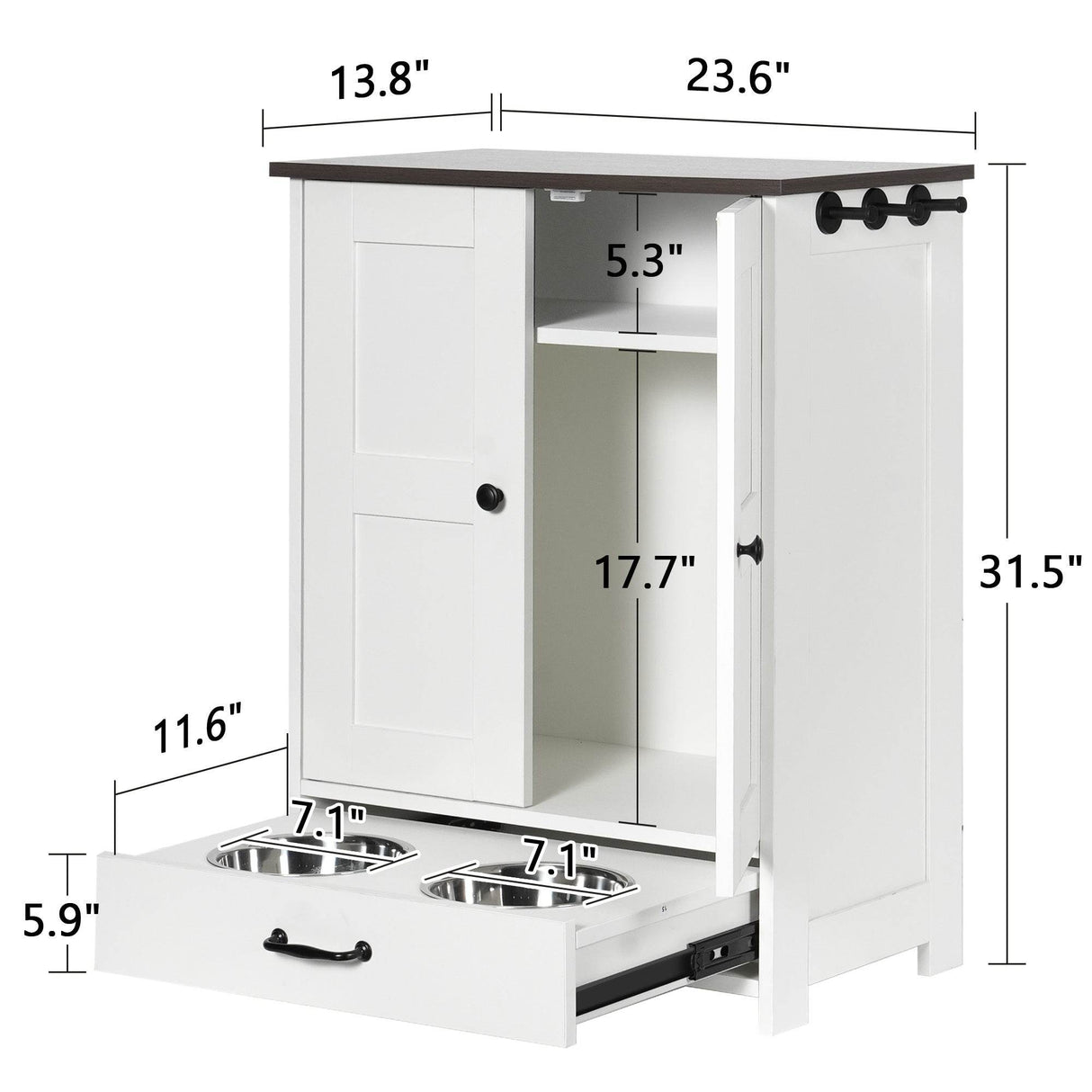 Hidden Pull-Out Dog Feeding Station With Bowls - Sleep Galleria