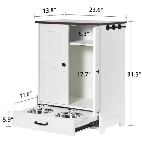 Hidden Pull-Out Dog Feeding Station With Bowls - Sleep Galleria