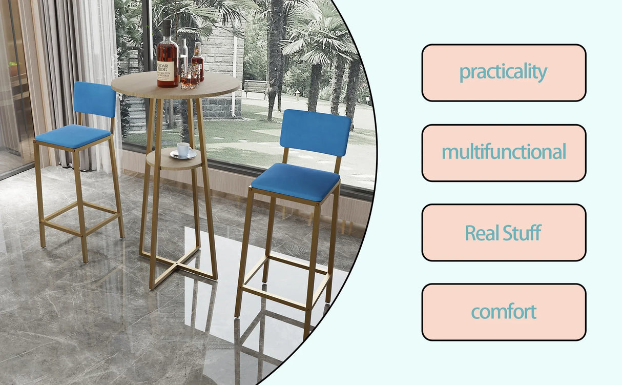 Three Piece Bar Table And Chairs Set With Storage - Omega Lifestyles