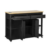 Extendable Rubber Wood Veneer Kitchen Island Cart - Omega Lifestyles