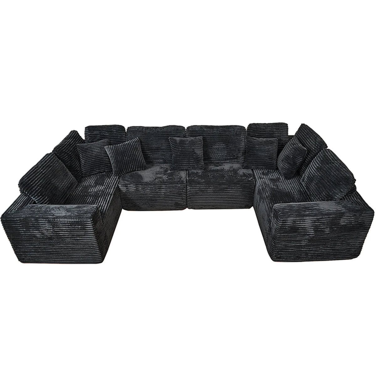 Modular U-Shaped 6-Seater Plush Corduroy Sectional Sofa - Omega Lifestyles