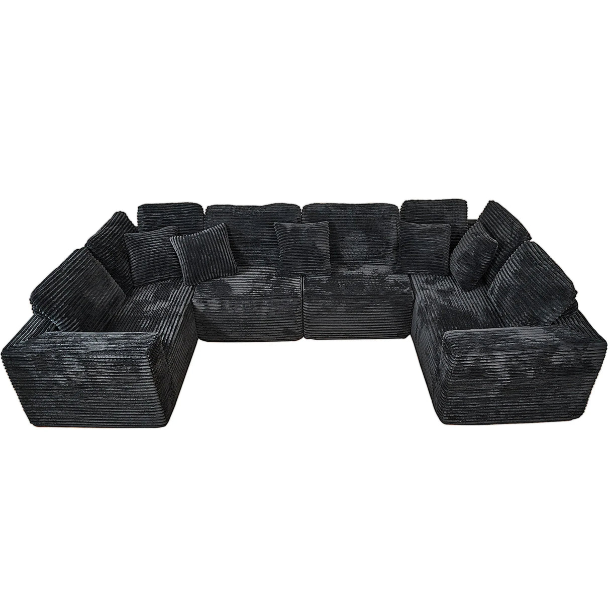 Modular U-Shaped 6-Seater Plush Corduroy Sectional Sofa - Omega Lifestyles