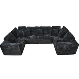 Modular U-Shaped 6-Seater Plush Corduroy Sectional Sofa - Omega Lifestyles