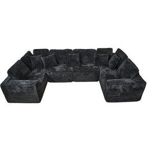 Modular U-Shaped 6-Seater Plush Corduroy Sectional Sofa - Omega Lifestyles