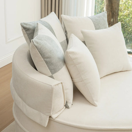 Modern Oversized Chenille Barrel Accent Chair With Ottoman - Omega Lifestyles