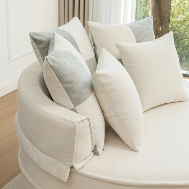 Modern Oversized Chenille Barrel Accent Chair With Ottoman - Omega Lifestyles