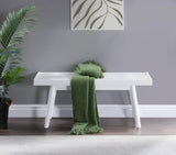 Solid Wood Slatted White Farmhouse Style Wooden Bench - Omega Lifestyles