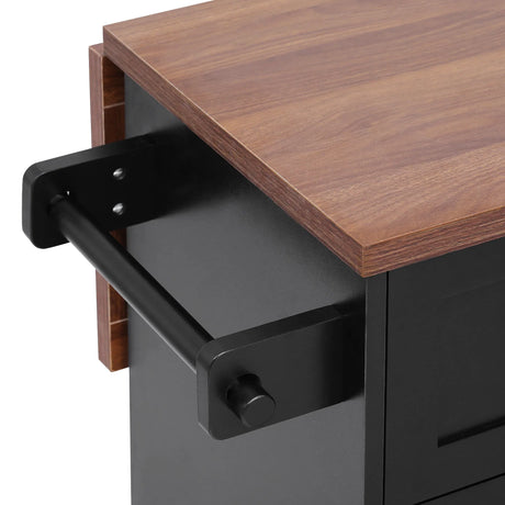 Farmhouse MDF Kitchen Island With Drop Leaf And Storage - Omega Lifestyles