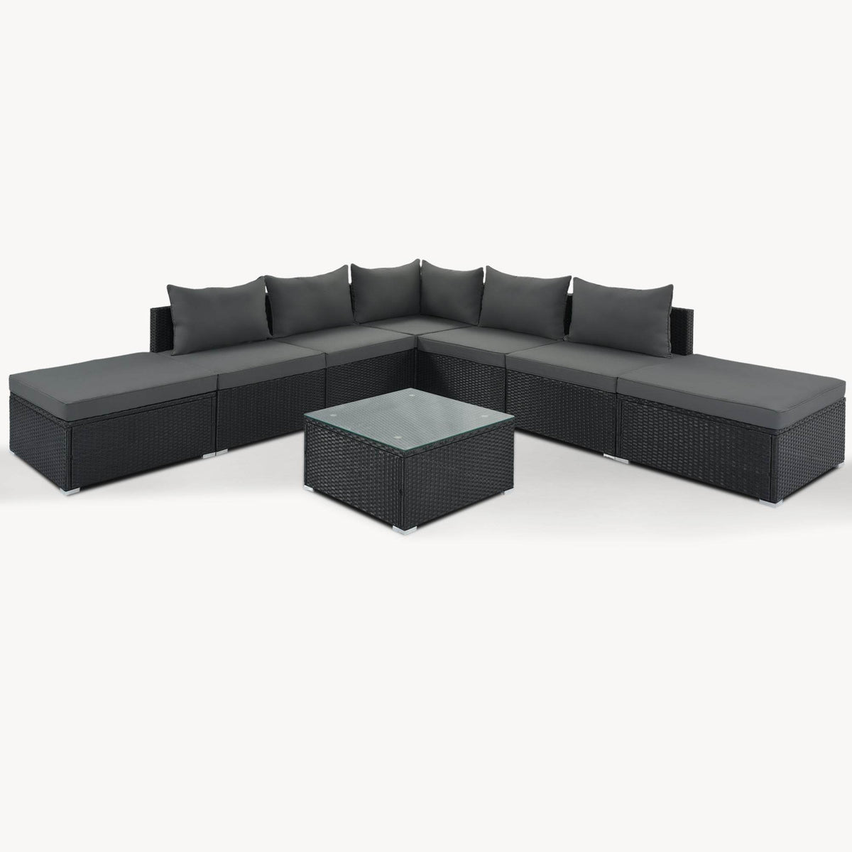 8-Piece Gray Wicker Outdoor Patio Furniture Set