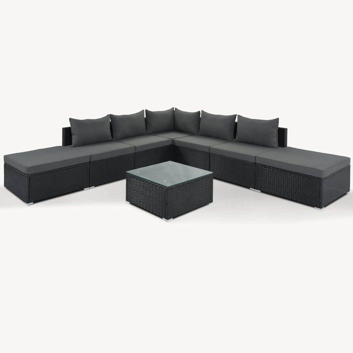 8-Piece Gray Wicker Outdoor Patio Furniture Set